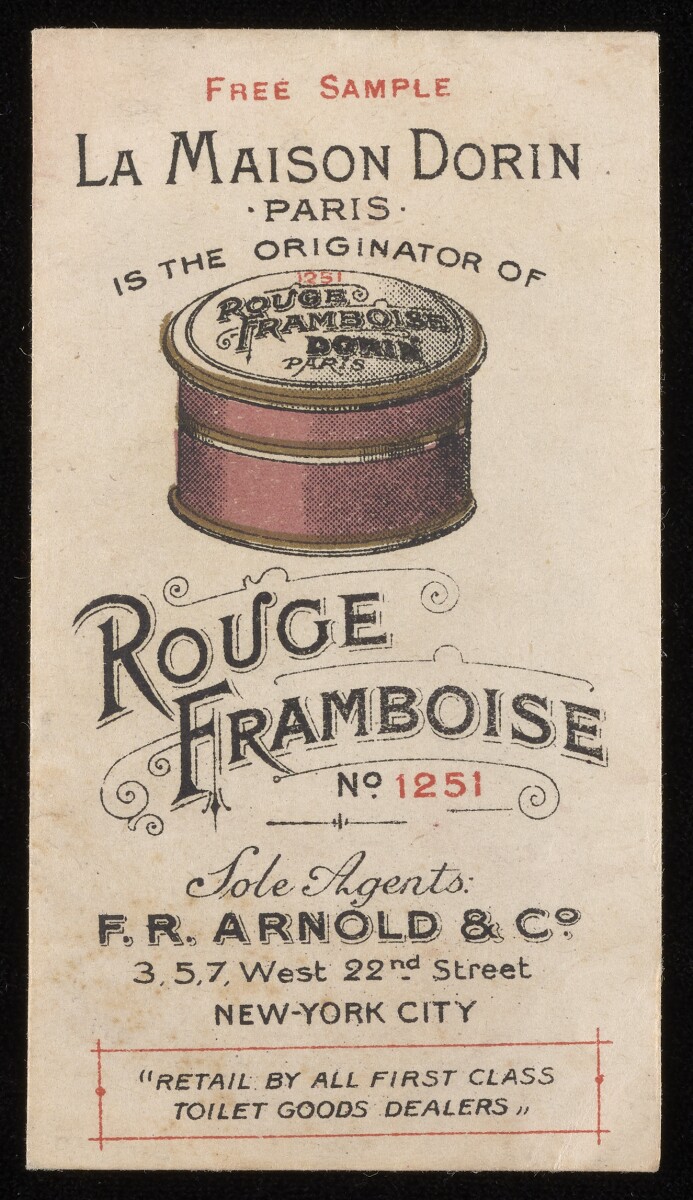 Dorin Rouge Framboise No. 1251.  Cosmetics Trade Samples and Sachets   Duke Digital Repository